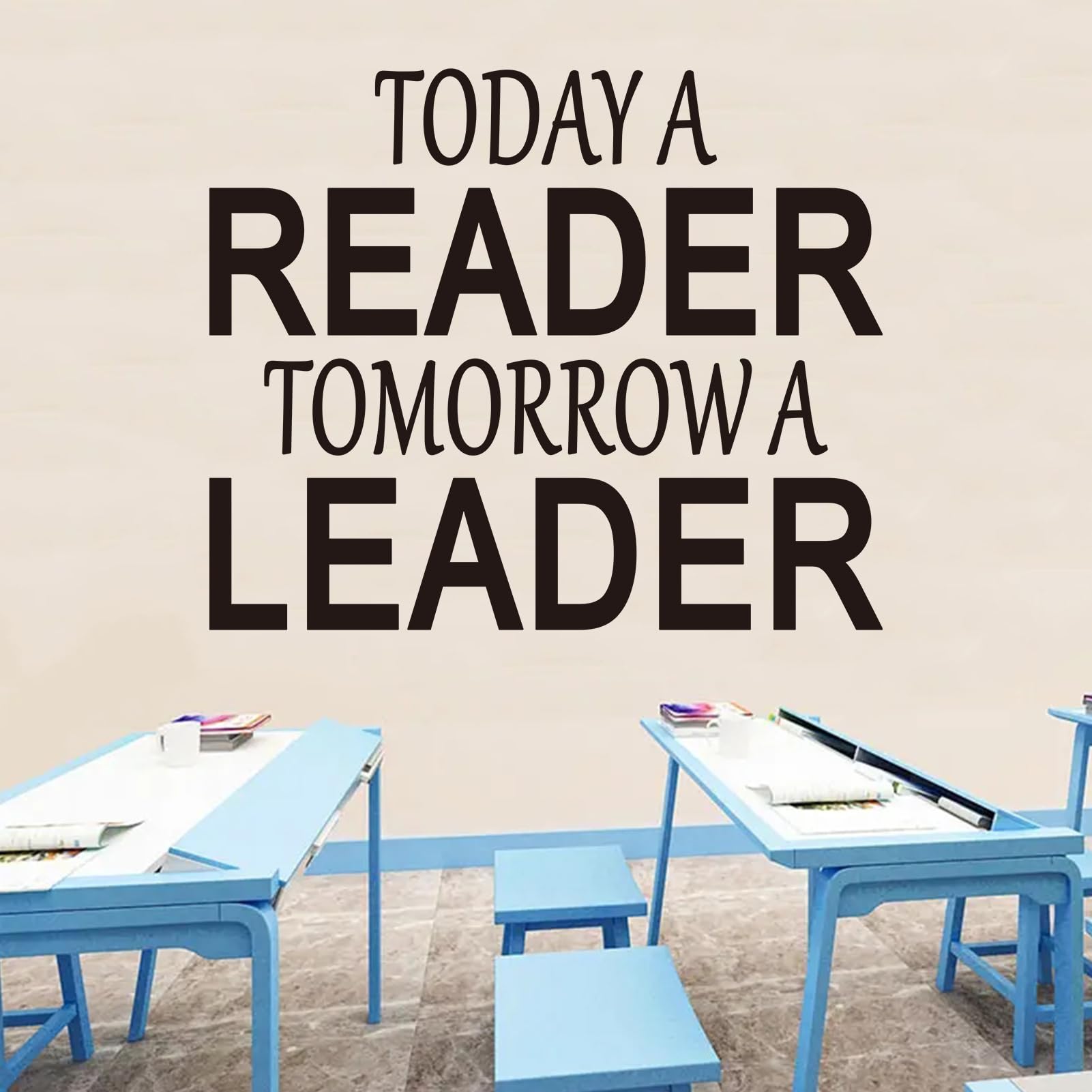 Inspirational Quotes Wall Decals for Classroom: Motivational Vinyl Art Wall Stickers for Library School - Today a Reader Tomorrow a Leader 24" X 20"