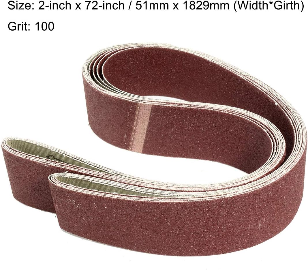 Sourcingmap 2-Inch x 72-Inch Aluminum Oxide Sanding Belt 100 Grits Sandpaper Lapped Joint for Belt Sander 4pcs - Image 3