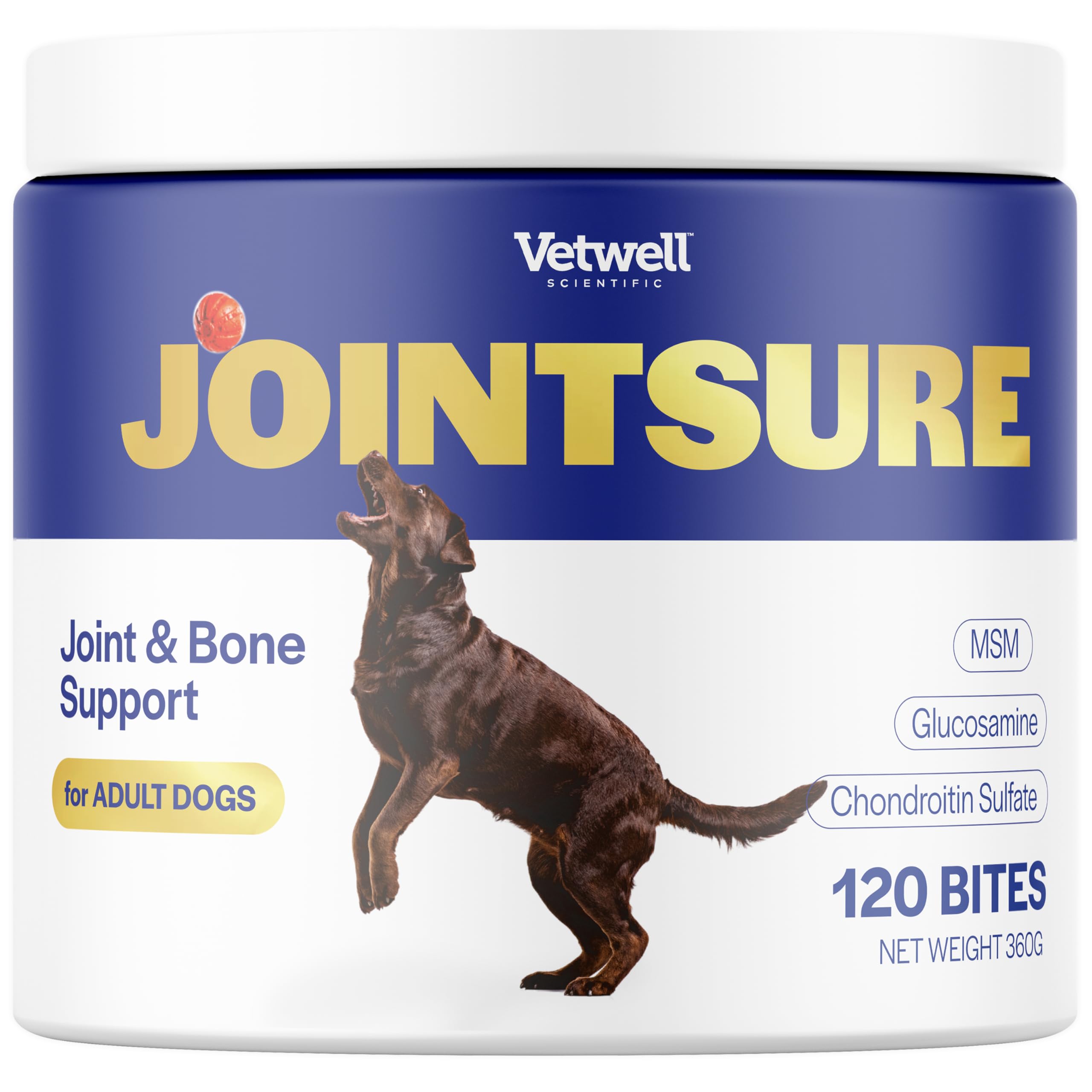 JOINTSURE Vetwell Joint Supplements for Dogs - 120 Chews - Soothes Joints, Aids Mobility, Dog Joint Supplement with Glucosamine, MSM and Chondroitin Sulfate - Joint Aid for Dogs