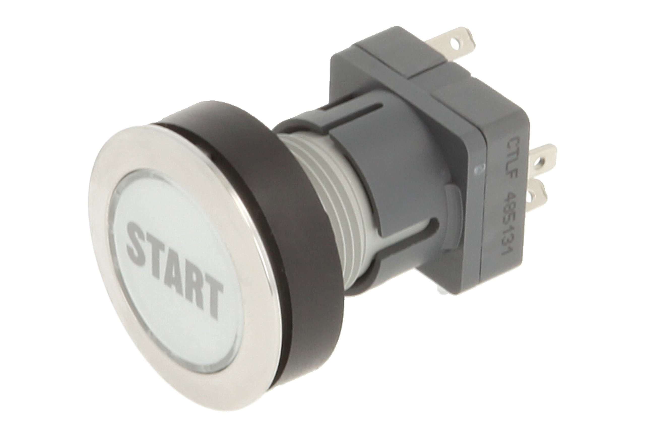 Club 23.000.682 Stainless Steel Push Button Switch Cap, Bezeichungs Child Start Light Up Electronic Contact Encoder with Snap Function and 1 changeover contact LED 24 V CLEAR