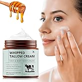 Whipped Beef Tallow for Skin – Organic Grass-Fed Beef Tallow Moisturizer, Natural Hydrating Face & Body Cream with Honey, 120g