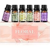 Auelife Floral Essential Oils Set - Valentines Day Gifts for Her, 6x10ml Rose, Jasmine, Lavender, Gardenia Pure Fragrance Oils for Diffuser, Candle Making, DIY Bath Bomb, Romantic Home Aromatherapy