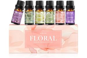 Floral Essential Oils Set | Top 6 Essential Oils for Diffusers for Home, Aromatherapy Oils Gift Set for Home Fragrance, Candl