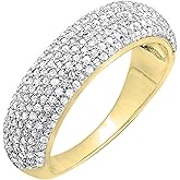Dazzlingrock Collection Valentine's Day Gift 0.90 Ctw 14k Solid Gold Round Diamond Anniversary Wedding Band Ring
