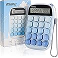 Mechanical Switch Calculator,Gradient Blue Calculator Cute 10 Digit Large LCD Display and Buttons,Calculator with Large LCD Display Great for Everyday Life and Basic Office Work