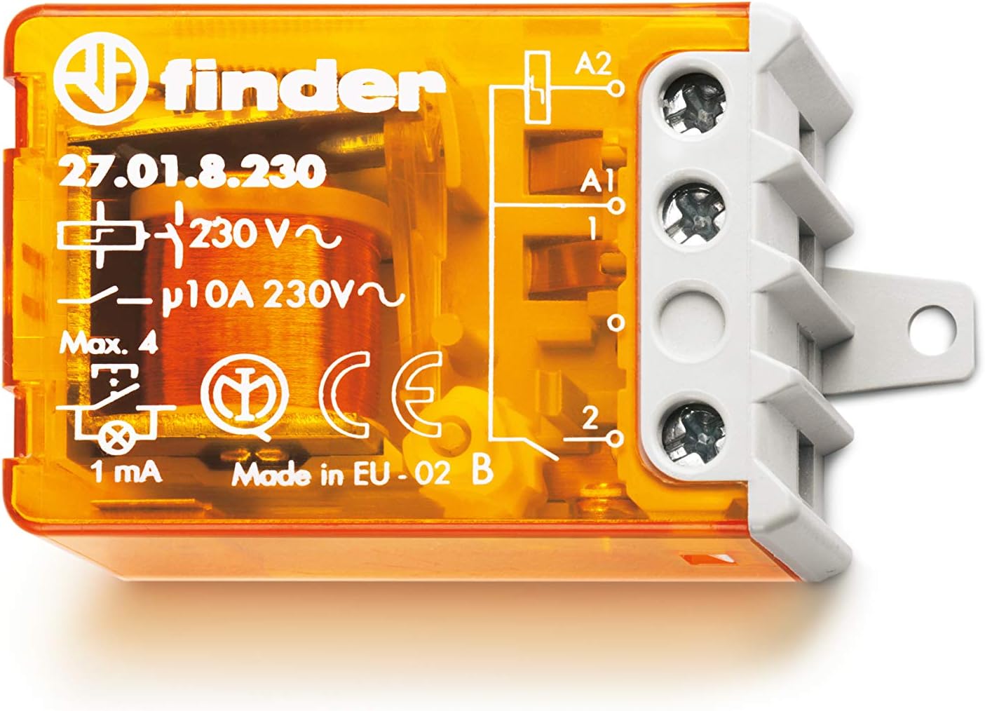 Relè Finder Serie 27 - 1 NA, 230V AC, Per Montaggio In Scatole Di