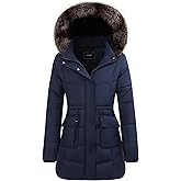 GOLDLADIES Women's Long Winter Puffer Coat Waterproof Jacket Thickened Down Alternative Parka with Detachable Hood