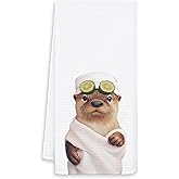 OSLYSOF Funny Cucumber Otter Bathroom Hand Towels, Sea Otter Gifts Decorative Hand Towels for Bathroom Washroom, Kids Hand Towel, Otter Gifts for Otter Lovers, 16x24 Inch