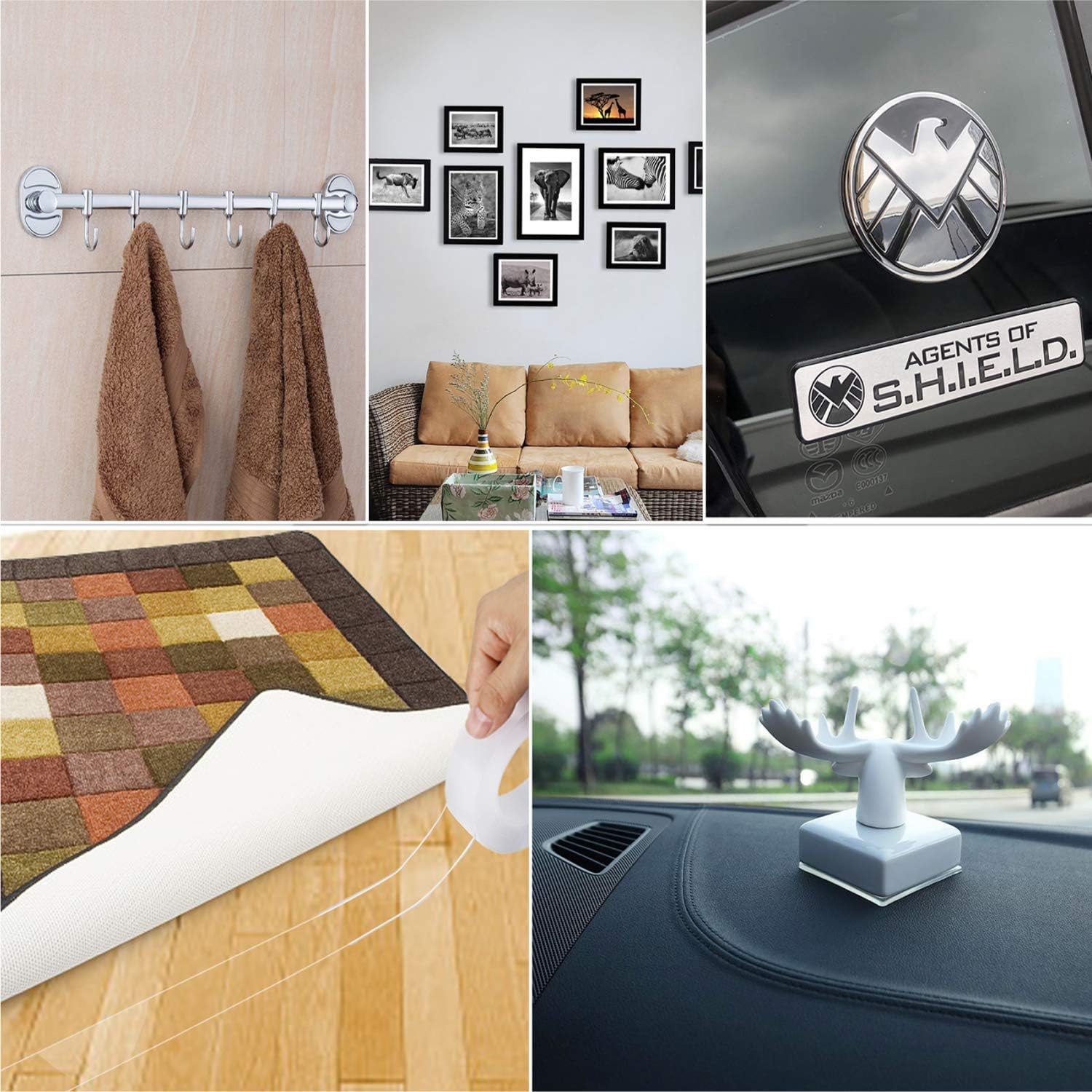 Multipurpose Double Sided Mounting Tape - Washable Traceless Clear Adhesive Tape - Household & Industrial Gel Grip Tape (16.50 FT) : Office Products