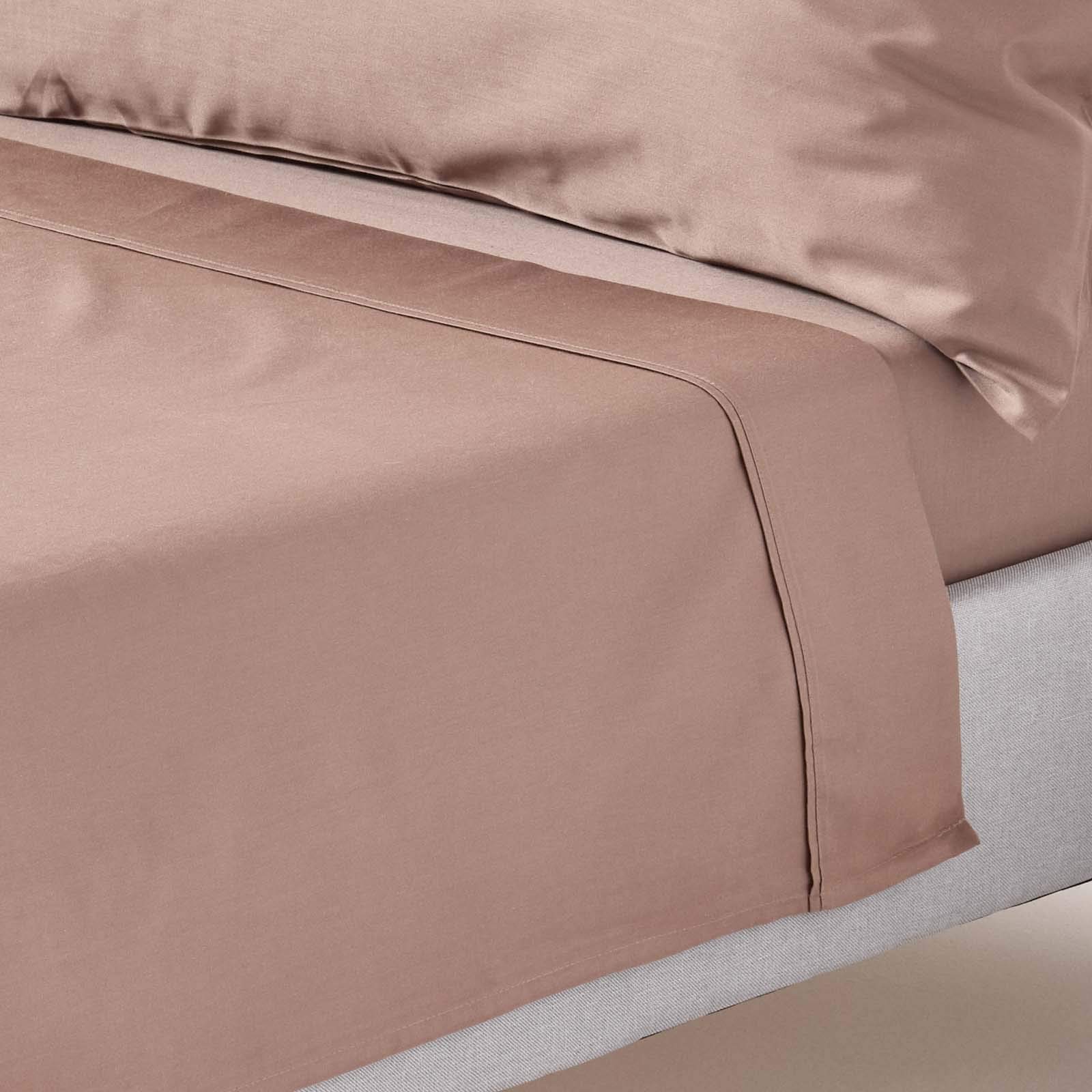 HOMESCAPES Brown Pure Organic Cotton Flat Sheet Single 400TC 600 Thread Count Equivalent Bed Sheet