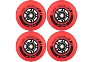 AOWESM Inline Skate Wheels 80mm 76mm 72mm 85a Outdoor Indoor Black Blue Red Roller Hockey Blades Replacement Wheels w/Bearings ABEC-9 and Floating Spacers (4-Pack)