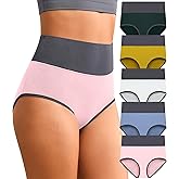 Eiggam High Waisted Underwear for Women Tummy Control Panties Cotton Briefs Full Coverage Breathable Underwear Packs Women