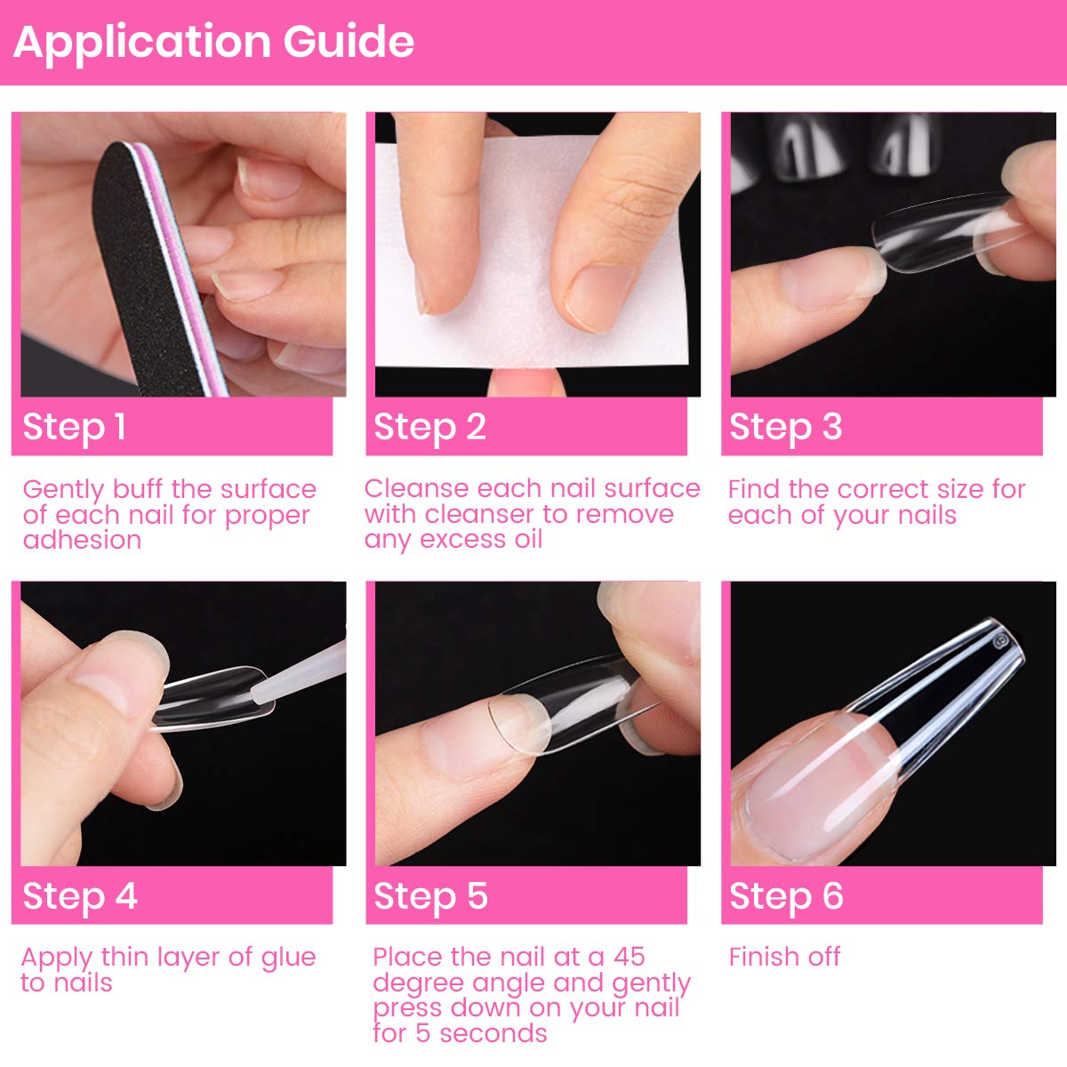 Long Coffin Fake Nail Tips - Beetles Gel Polish 500Pcs Acrylic Press on Nails Clear Artificial False Nails with Nail Glues for Acrylic Nail/Dip Powder Nails/Poly Nail Extension Gel Nail Art DIY Home: Beauty