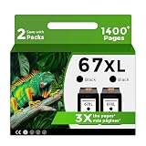 Relcolor 67XL Black Ink Cartridge Replacement for HP 67 XL 2 Pack for HP67 HP67XL for 2855e 2827e 2700 2755e 4100 4255e 6400 2852e 2752e 2700e 4227e 4100e 4155e 6455e 6000 6400e 2742e 2734e 6458e 4200