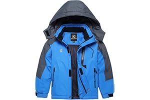 Keevoom Boy's Waterproof Ski Jacket Winter Warm Thick Snow Coat Windproof Fleece Kids Outdoor Hooded Snowboard Jackets