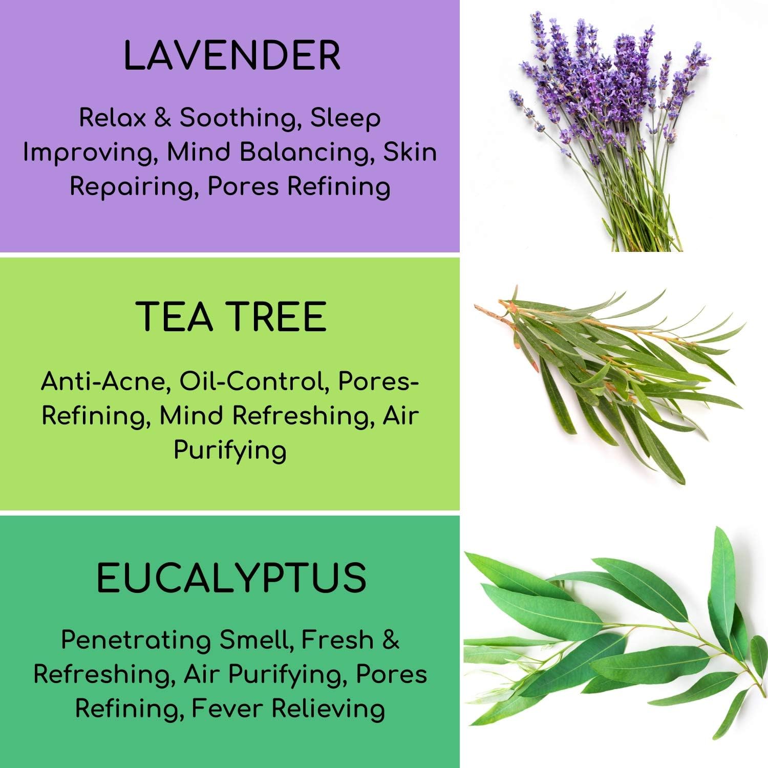 Essential Oils Set (Tea Tree, Lavender, Eucalyptus) for Skin Care, Aromatherapy, Soap Making - Organic & Pure Therapeutic Grade Diffuser Oil for Home, Stress & Anxiety Relief, Anti Acne - by Benatu: Health & Personal Care