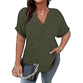 Tanst Sky Womens Plus Size Tops Short Sleeve V Neck Shirts Summer Casual Tunic Blouses XL-5XL