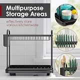 Kitsure Dish Drainer Rack 2-Tier Stainless Steel Space Saving Black view 2