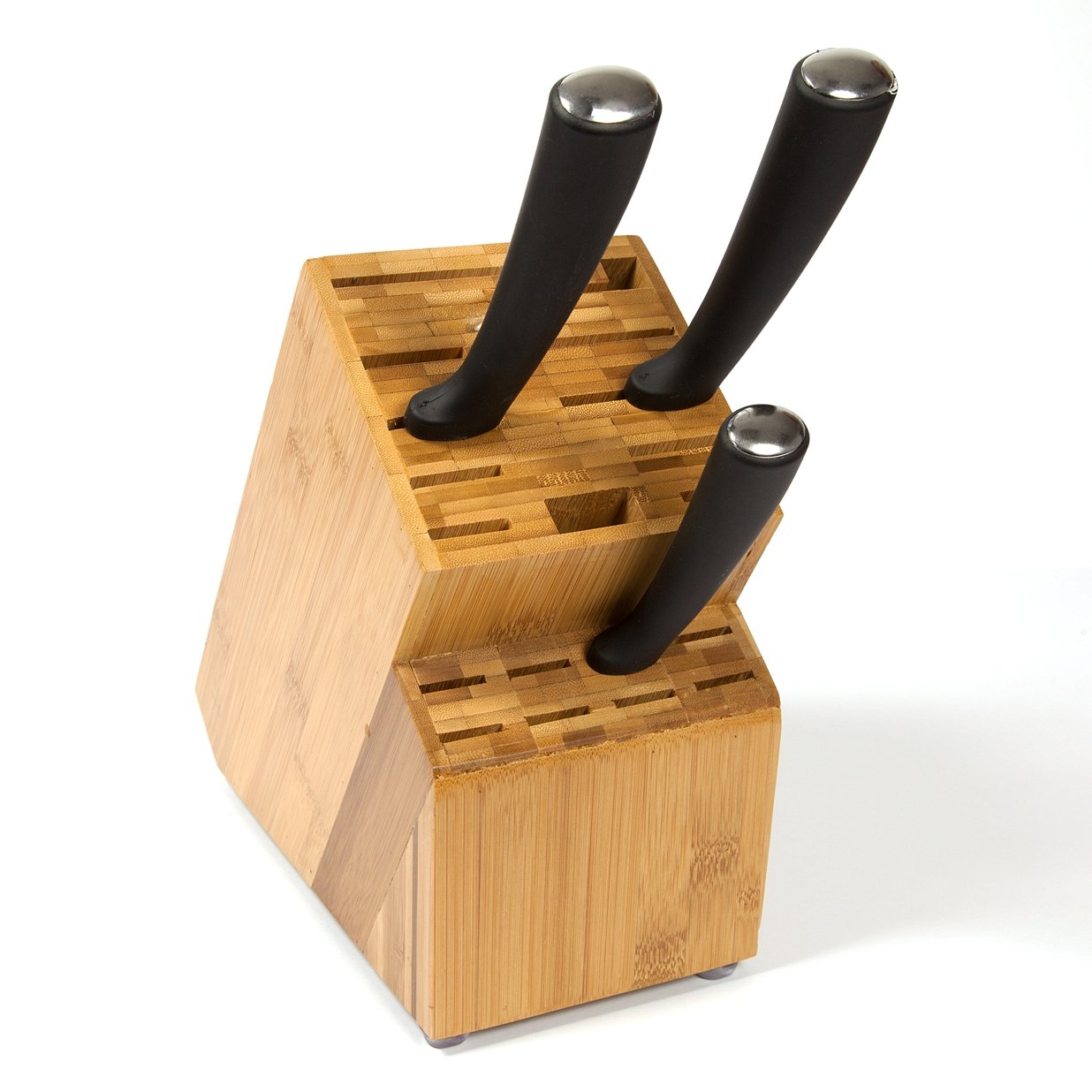 Woodluv Universal 19 Slot Bamboo Empty Knife Block Storage Organiser