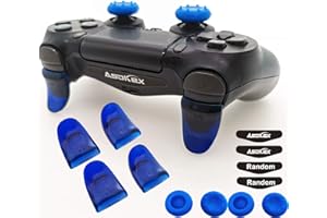 ASOKEX L2 R2 Ps4 Trigger Extenders (2 Pairs L2 R2 Triggers, 4pcs Joystick Cap, 2 Pairs LED Light Bar Decal) for Ps4 Controller(Blue)