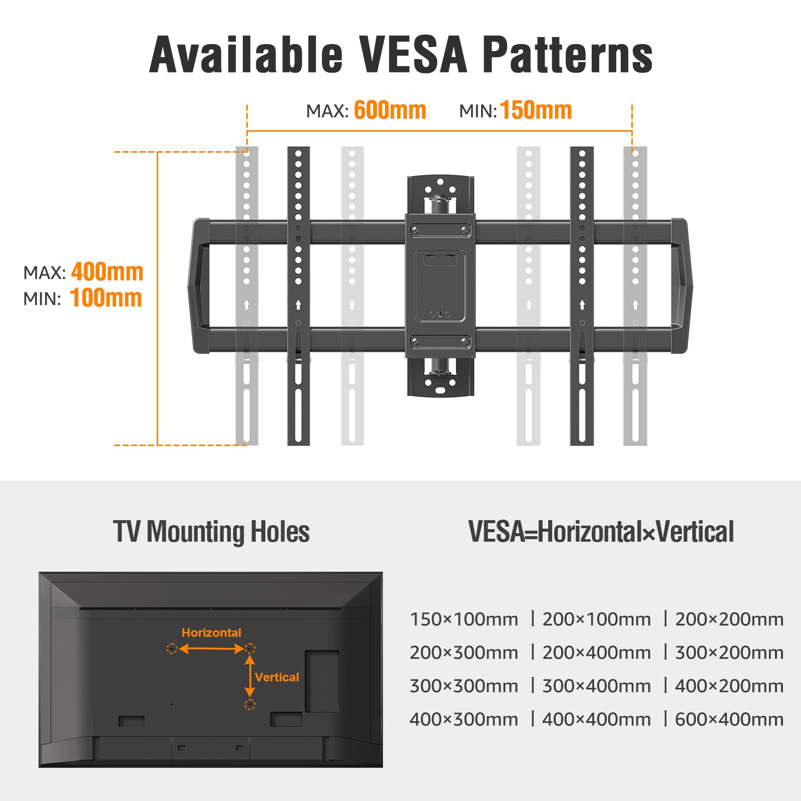 ELIVED Long Arm TV Wall Mount for Most 42-75 Inch TVs, 37.9 Inch Long Extension Corner TV Mount, Full Motion Wall Mount tv Bracket Swivel and Tilt, Holds up to 99 lbs. Max VESA 600x400mm, YD3038