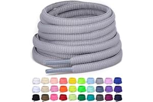 Puzeam 2 Pairs Oval Athletic Shoelaces 30 Colors 1/4" Half Round Shoe Laces for Sneakers