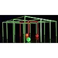 9 Square in The Air—Neon Game Set. Original & Best. Glows Under Blacklight! Height Adjustable, Portable & Waterproof. Great for All Ages & Skill Levels. Indoor use only.