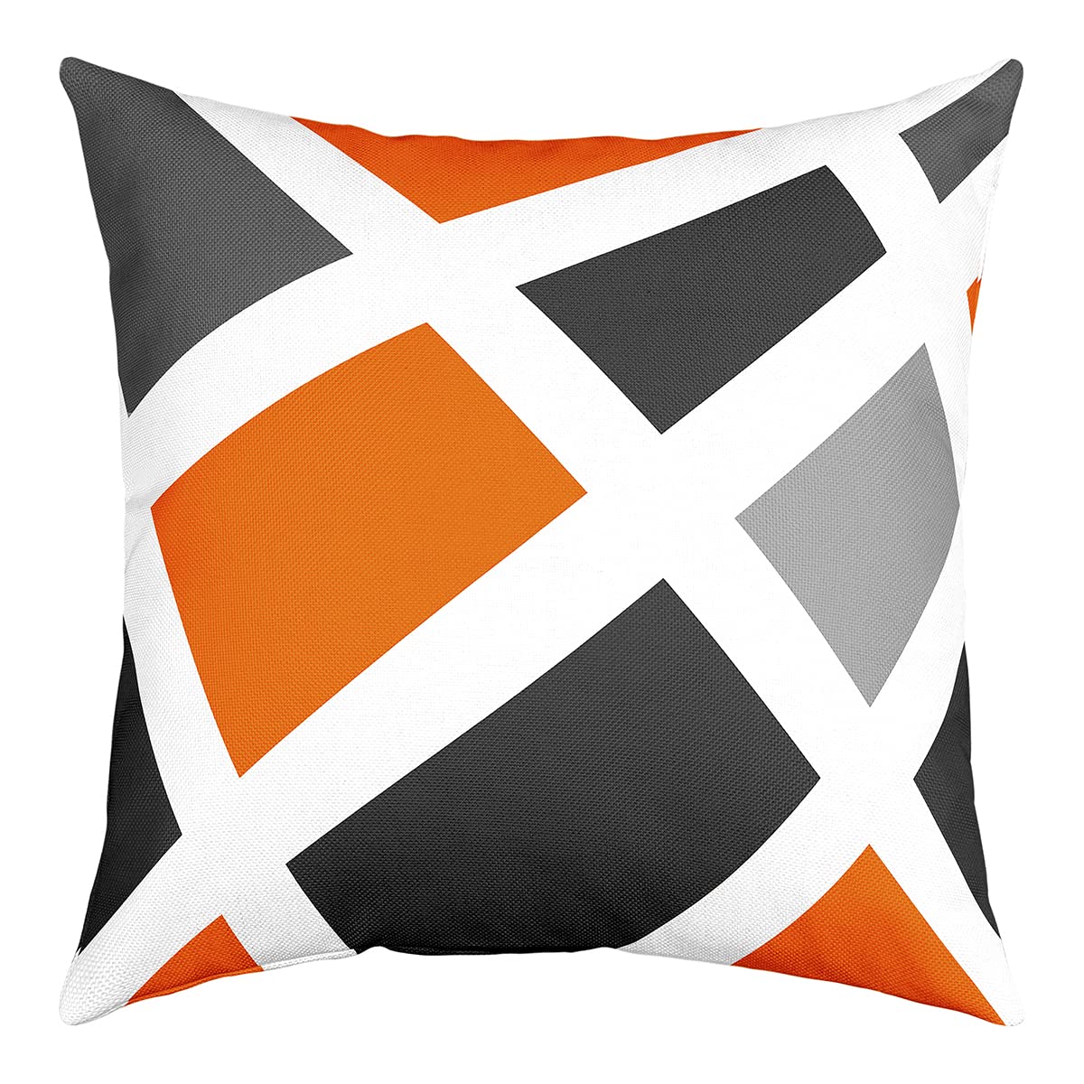 Loussiesd Set of 4 Strip Lines Throw Pillow Covers Geometric Grey Orange Black Cushion Case for Home Living Room Decor Reversible Modern Abstract Art Decorative Throw Cushion Case 16x16 Inch