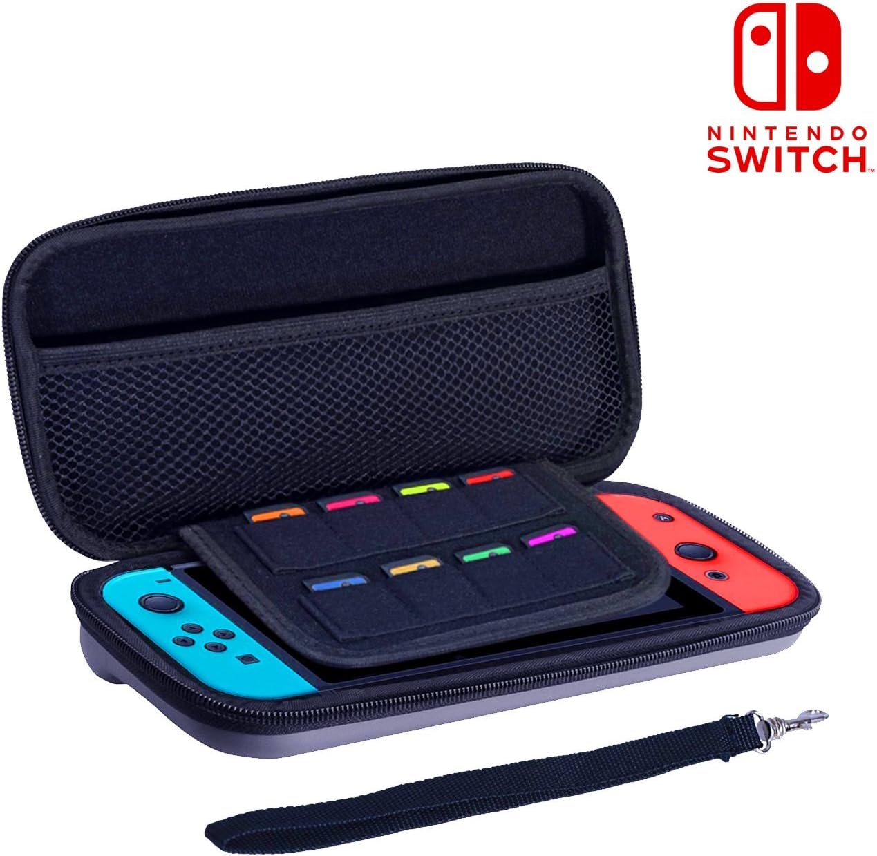 Nintendo Switch Case, by Homewize™EVA Waterproof Hard Shield Protective Carrying Travel Case with Detachable Hand Wrist Strap for Nintendo Switch Console with Joy-Con Controller and Game Card