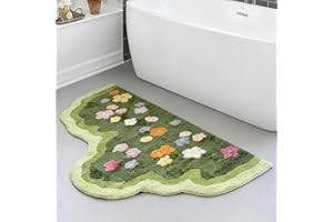 AZURE CANTARA Green Moss Leaf Bathroom Carpet,Anti Slip and Cute Bath Mat Irregularly Shaped Tufted Carpet,3D Moss Mat Bathroom Bedroom Living Room Decoration(19.68x31.5 Inches)