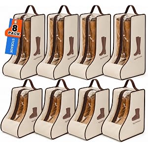 8Pack Portable Waterproof Storage Bags, Boot Bags For Cowboy Boots, Dustproof Shoe Bags for Storage are Used for Travel Stora