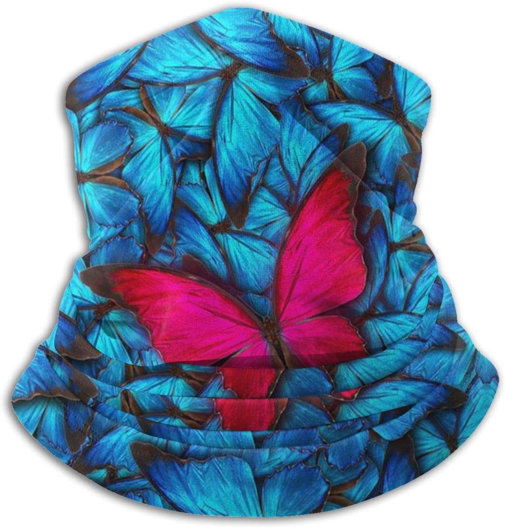 Headwear Bandana Neck Gaiter Headwrap Balaclava Face Mask Dust Wind Proof for Outdoor Camping Camping Butterfly Blue Red