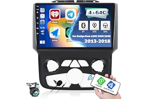 4+64G Android 13 Car Stereo for Dodge Ram 1500 2500 3500 2013-2018(Auto AC) with Wireless Carplay, 9'' Touchscreen Car Radio 