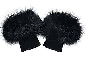 LA CARRIE Women Faux Fur Plush Leg Warmers Short Furry Fuzzy Leg Cuffs Girls Winter Knitted Boot