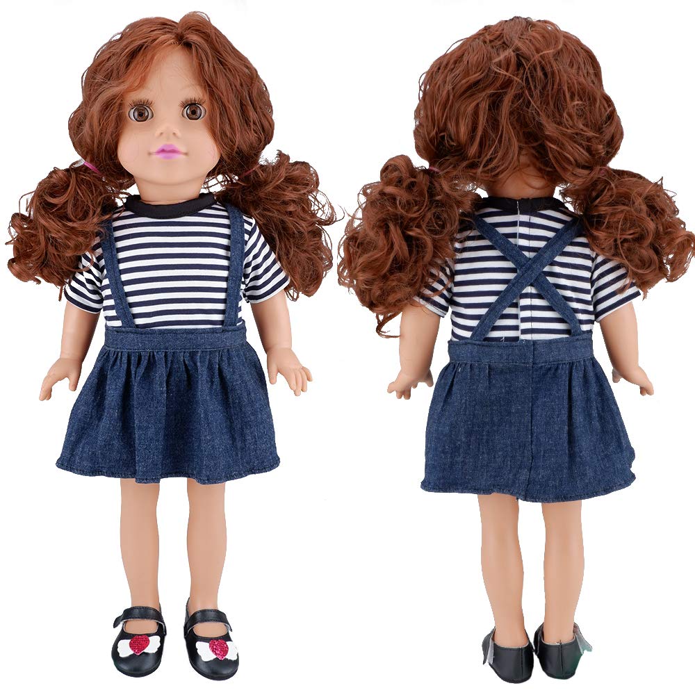 E-TING 5 Set Dolls Outfits Clothes Dress and 2 Pairs Shoes fit for 18 inch Dolls American Girl Dolls