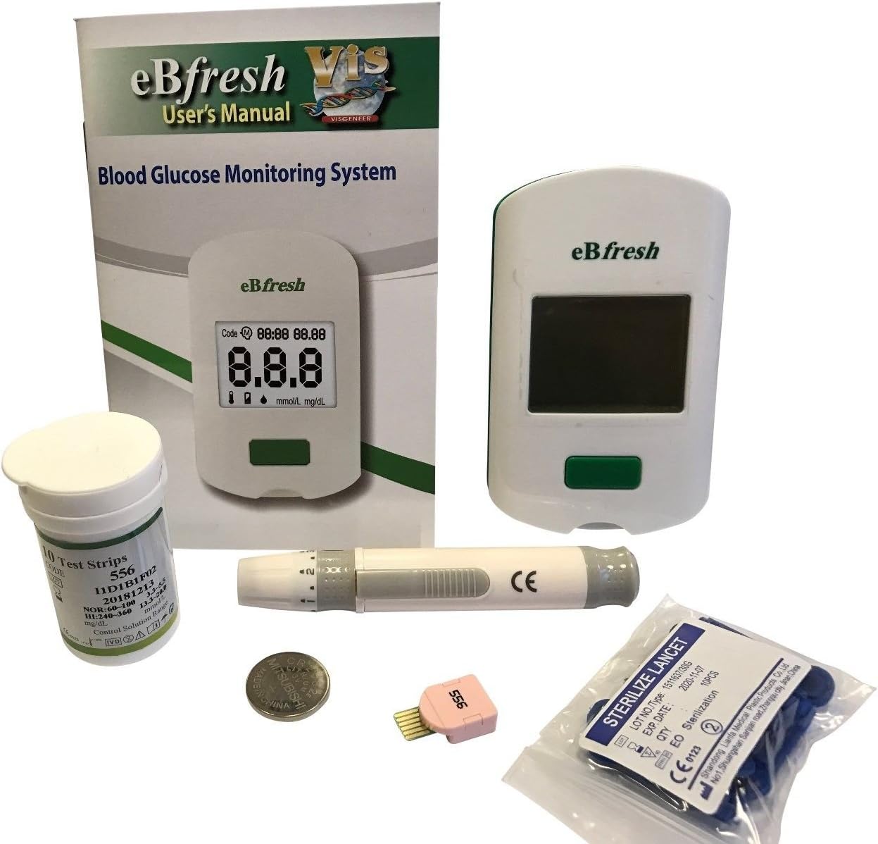 The Home Shop eBfresh eB-F01 Blood Sugar Glucose Monitor/Meter Kit +Strips+Lancets+Case