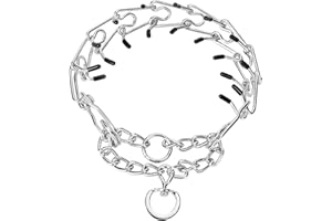 Azinoo Adjustable Pinch Dog Training Collar，Prong Collars，No Pull Dog Collar for Small Medium Large Dogs 22 in, 3 mm(Max Neck 18in)