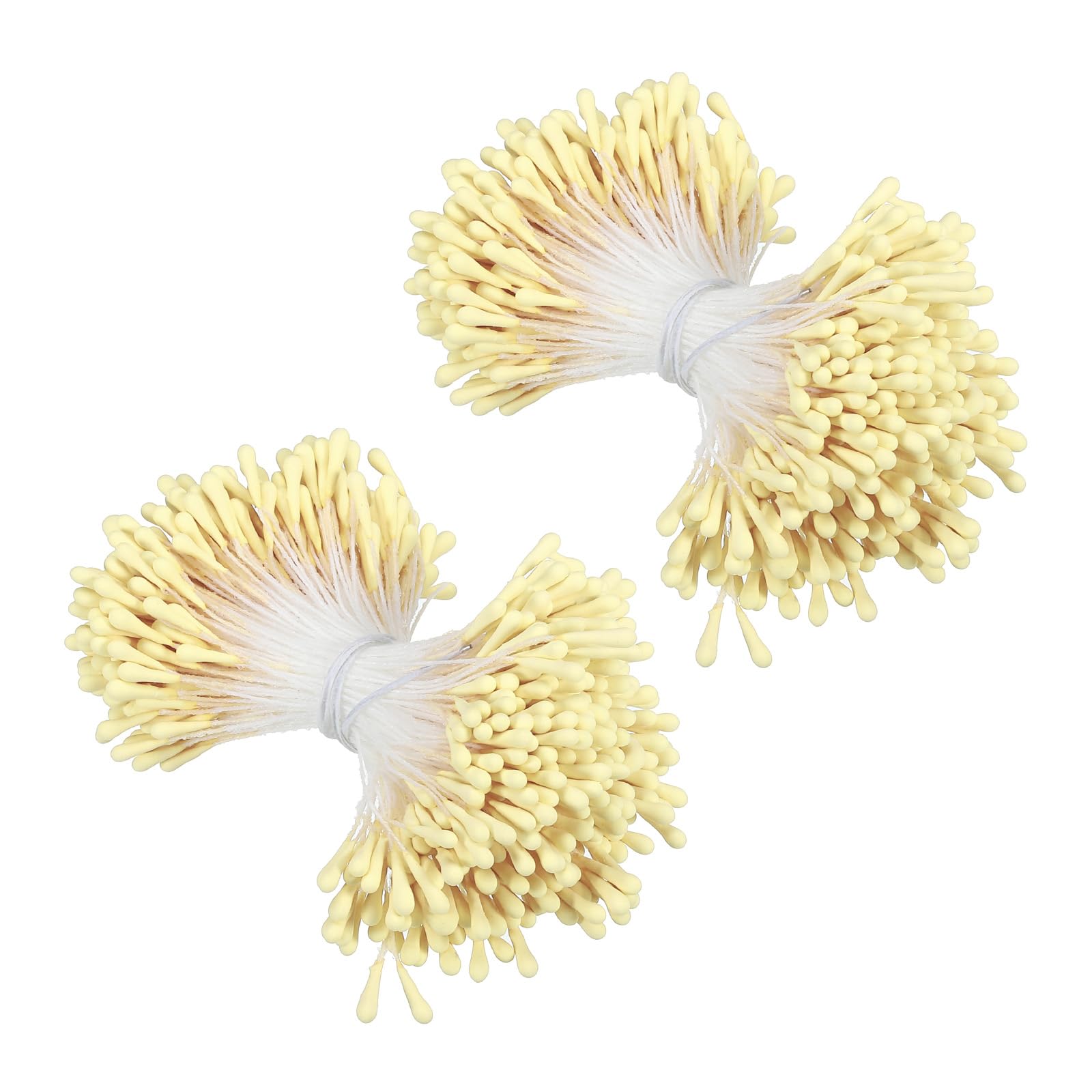 PATIKIL 2mm Double Heads Flower Stamen, 700 Pcs Artificial Flower Stamen Pistil Matt Pearl Floral Stamen for DIY Christmas Card Wedding Decor, Yellow