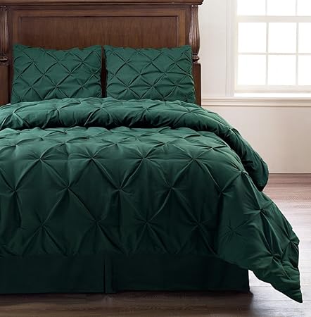 Pinch Pleat Hunter Green 4 Piece Comforter Set Bed Cover Size