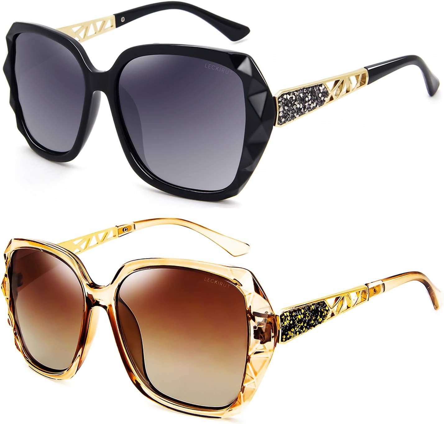 LECKIRUT Oversized Sunglasses for Women Polarized UV Protection Classic Fashion Ladies Shades