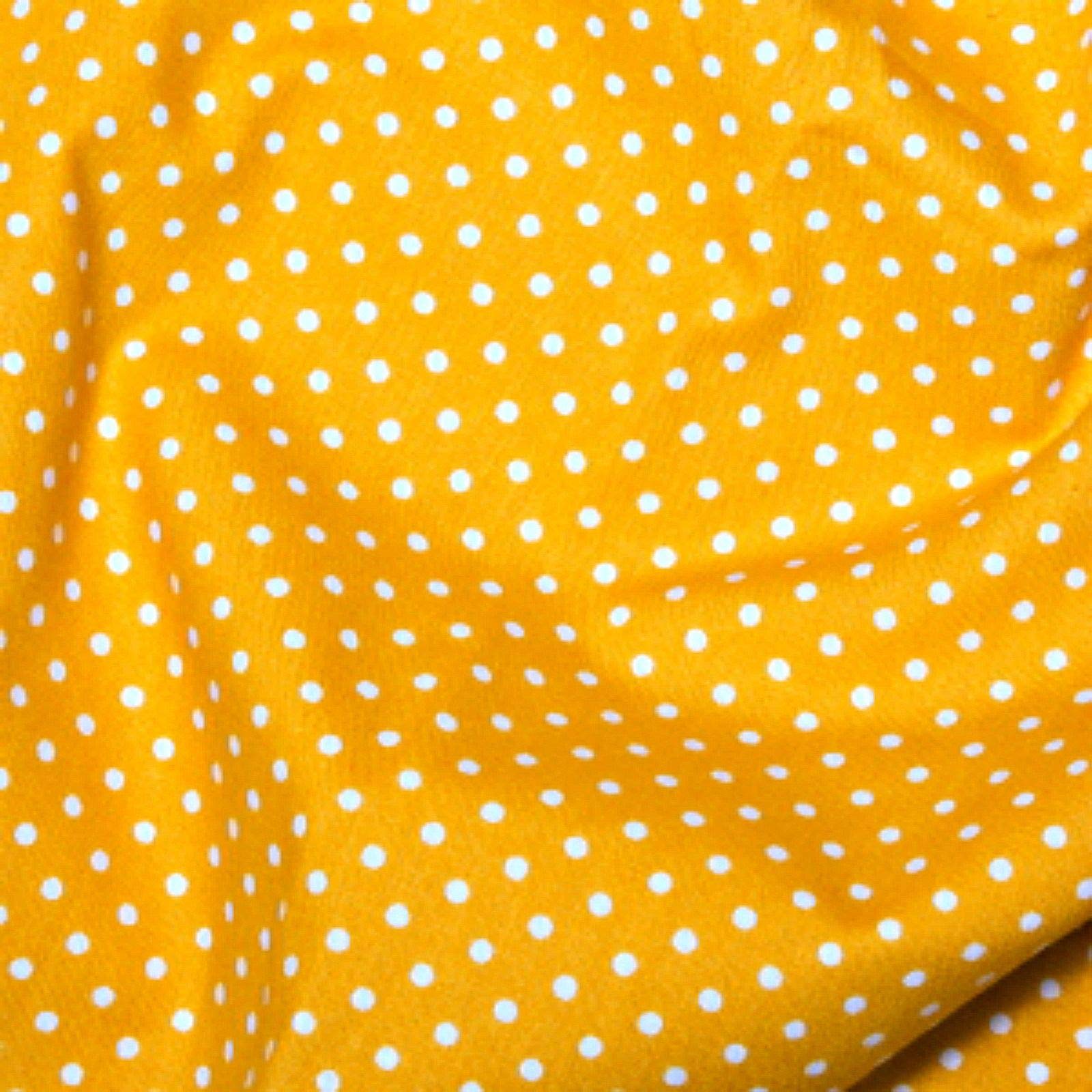 100% Cotton 3mm Polka Dot * Rose & Hubble * Superior Poplin Fabric in 40 Colours (Yellow) (ONE METRE)
