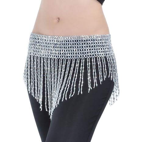 YuanDian Damen Dreieck Bauch Tanzen Gürtel Bauchtanz Taillenkette Swing Quaste Tanzkostüm Taille Kette Belly Dance Hüfte Hand