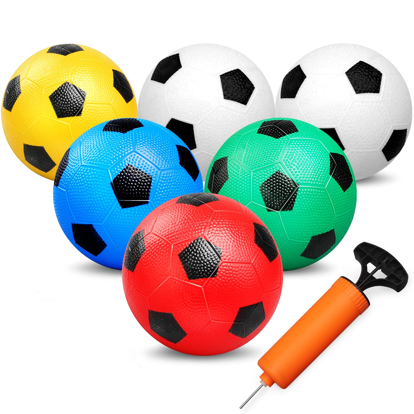 Dilabnda Mini Colorful Soccer Balls Football for Kids Toddlers, 6'' Indoor Soft Replacement Rubber Balls, Beach Pool Sports Playground Balls for Toddlers Babys (6PCS)