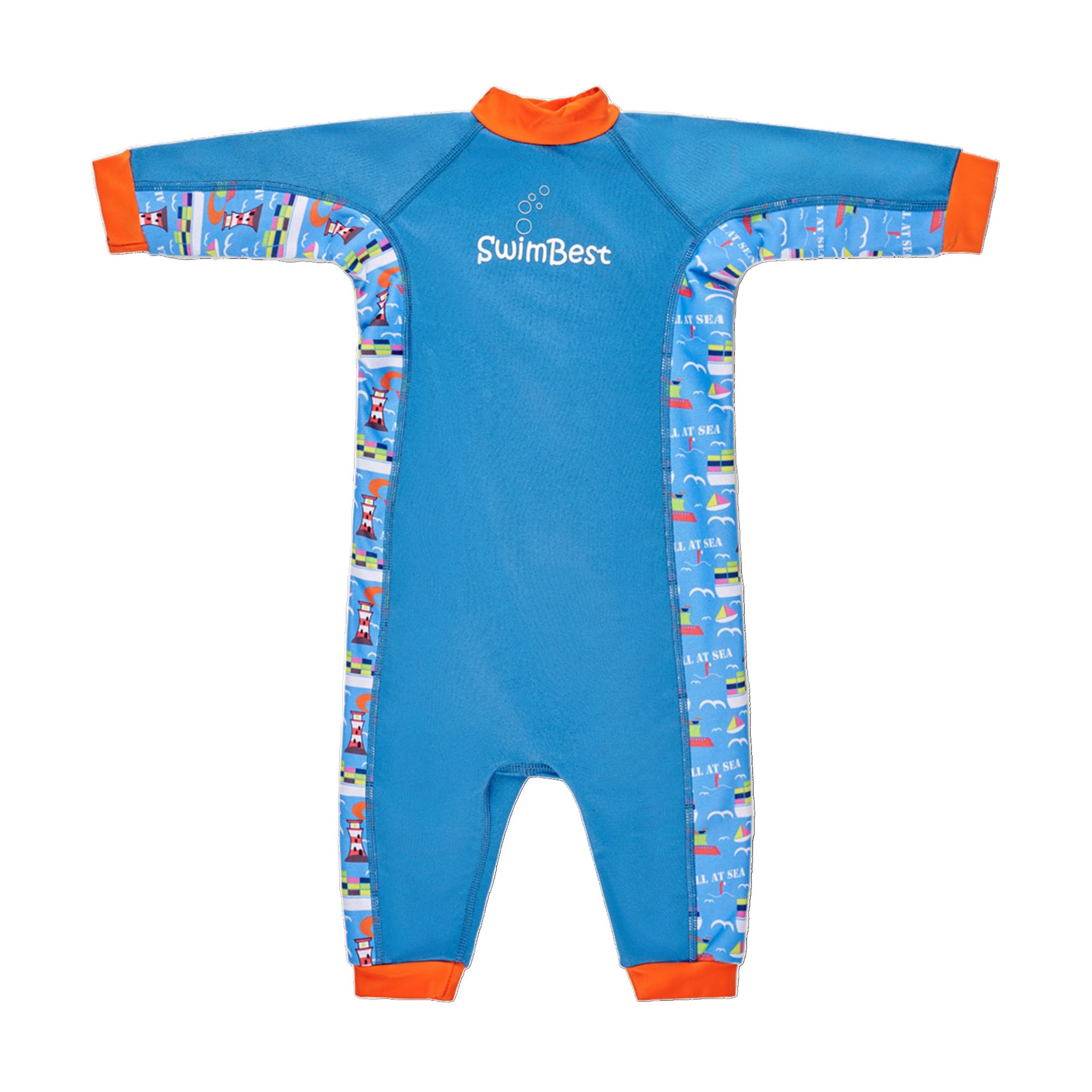 Swimbest Warmsuit - Fleece Lined Warm Baby Swimming Costume with 50+ UV Protection - All at Sea, 0-3 Months — image 1