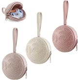PandaEar 3 Pack Silicone Pacifier Holder Case, Portable Travel Pacifier Pouch for Newborns, BPA-Free Silicone Pacifier Storage Container for Boys &amp; Girls (Pink)