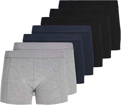 Jacgilli Solid Trunks - Confezione da 7 Jacgilli Solid Trunks da Uomo (Confezione da 7), Nero, L