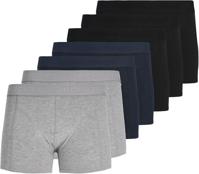 Jacgilli Solid Trunks - Confezione da 7 Jacgilli Solid Trunks da Uomo (Confezione da 7), Nero, L