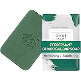 Oars + Alps Exfoliating & Moisturizing Bar Soap for Men, Deep Cleaning Soap, Clean Ingredients, All Skin Types, Peppermint Charcoal, 1pk