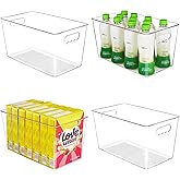 YIHONG Clear Plastic Storage Bins, 4 Pack Pantry Organizer Bins with Handle for Kitchen, Freezer,Cabinet,Closet Organization and Storage(XL)