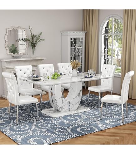 Amazon.com - MUUOKY 63'' Dining Table Set for 6,Kitchen Table and